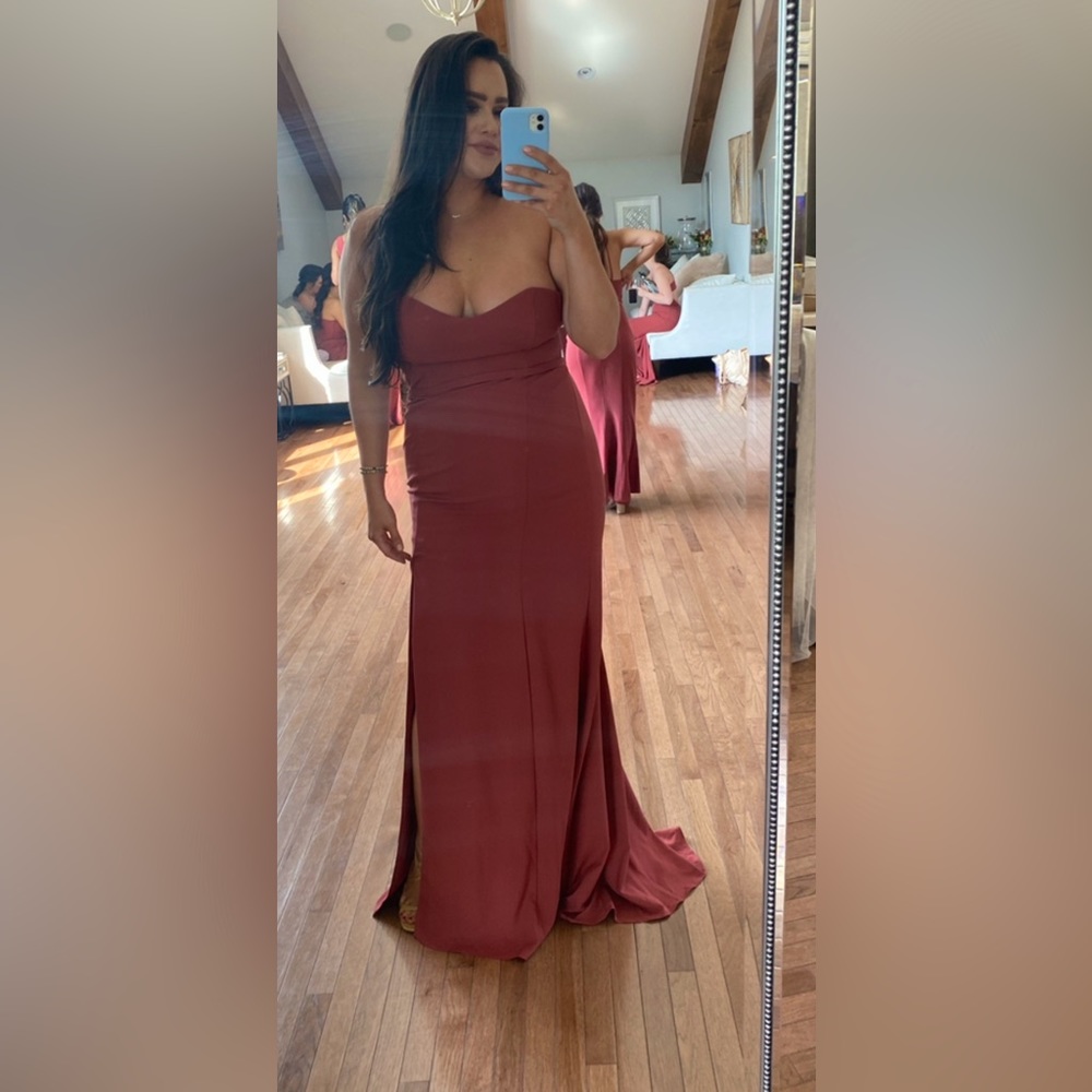 Amsale Bridesmaid Dress AJ style Cayenne Color in size 16 (US 12)